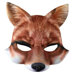 Adult Foam Realistic Printed Wild Animal Costume Mask Accessory Fox Brown - Picture 1 of 6
