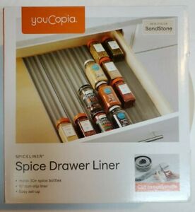 YouCopia Spice Drawer Liner 10ft Roll Holds 30+ Spice Bottles Sandstone