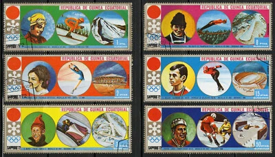 Equatorial Guinea 1972 Winter Olympic Sapporo Gold Medals Partial Set/6 Used CTO - Image 1 of 3