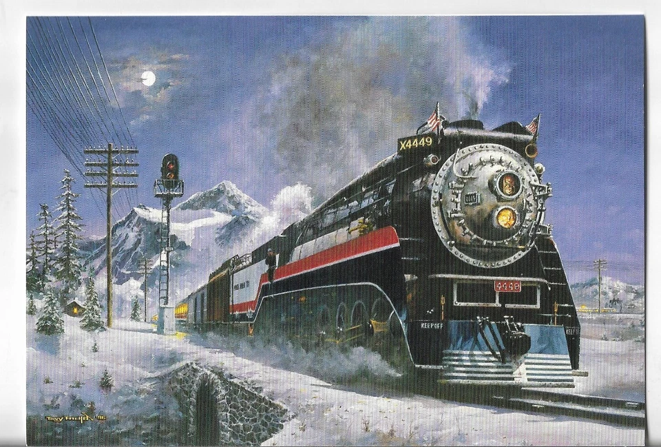 NEW LEANIN TREE Christmas Card 4.75x6.75 Freedom Rides the Rails - 1976 - Trains - Image 1 of 3