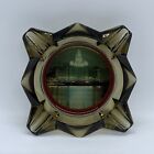 Vintage Smoked Glass Ashtray with Photo Of City Skyline - Made In France