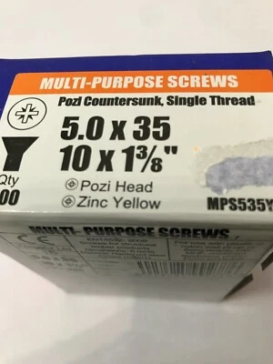 Forgefix MULTI PURPOSE WOOD SCREWS POZI BOXED 200 SIZE 5.0 x 35 MPS535Y N100