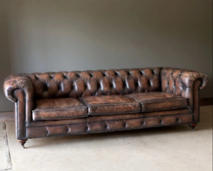 Chesterfield Leder Sofa Couch Englische Stil Möbel Sitz Polster Designer Couchen