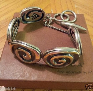 BRACCIALE SILPADA ARGENTO STERLING PUNTA DI FRECCIA VORTICE CHIUSURA A LEVETTA E CATENA DI SICUREZZA B1867 - Foto 1 di 3