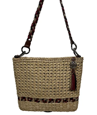 Brighton woven straw Shoulder Bag with charm zip closure Tote - Image 1 of 4