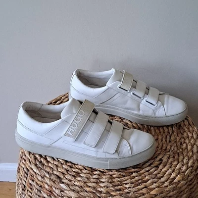 Hugo Boss Para Hombres Lujo Cuero Blanco Deportivo/Casual Zapatillas bajas EU42/US9.5 Foto 1 de 4