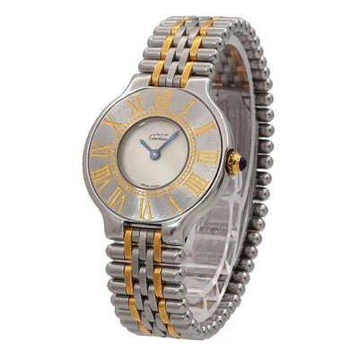 Reloj de cuarzo Cartier Must 21 para mujer tono oro marfil W10051F4 vintage Foto 1 de 4