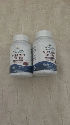 Nordic Naturals Vitamin D3 + K2 Gummies Pomegranate  60 Gummies 1000 IU  01/27 - Image 1 of 2