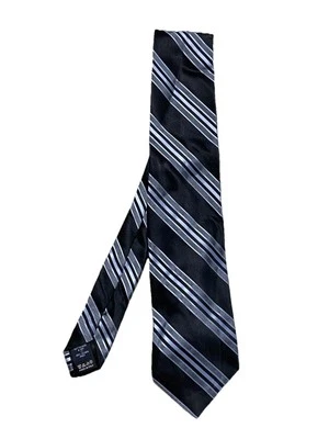 VALENTINO Black Striped Silk Men’s Tie M In Italy Ex Con Foto 1 de 4