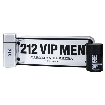 Carolina Herrera 212 Vip Men Set de Regalo - 3.4oz EDT Spray + 3.4oz Aftershave - Nuevo Foto 1 de 4