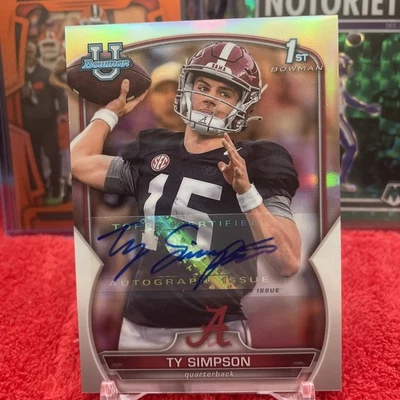 2022 Bowman University Ty Simpson 1st Bowman Auto #80 Refractor 377/499 Alabama - Image 1 of 4