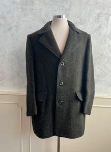 Vintage 70er Jahre Herren Wolle Kaschmir 3/4 Crombie Tartan gefüttert Winter Tweed Mantel XL - Bild 1 von 9