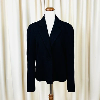 Saba Womens Blazer Jacket Black Textured Button Up Size 14 - image 1 of 4