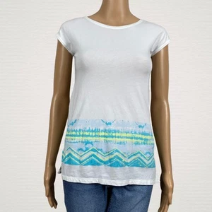Ivivva Lululemon Cut Out Back Shirt T-shirt Girls 10 Crewneck White Aqua Blue - Picture 1 of 9