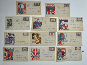 WW2 OVERRUN COUNTRIES FIRST DAY OF ISSUE COVERS - 11 Including Korea - Picture 1 of 8