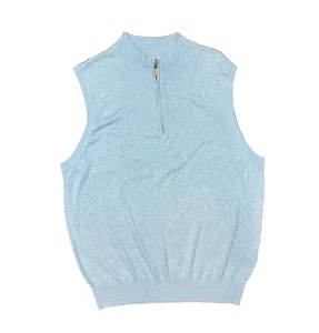 💙 Peter Millar - Crown Soft Silk-Cashmere Quarter-Zip Weste - Blau - L - Neu mit Etikett ✨ - Bild 1 von 11