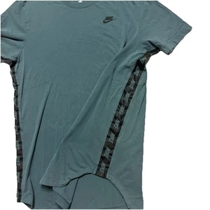 The Nike Tee Herren L Large Shirt Seitenstreifen grün türkis Logo Retro U-Ausschnitt Saum - Bild 1 von 10