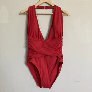 La Blanca Halter Twist Bathing Suit XL One Piece Red Women’s - Picture 1 of 9