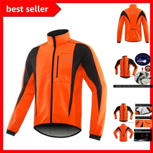 Men's Waterproof Windproof Cycling Jacket - Thermal Orange XL for Winter Rides - Picture 1 of 10