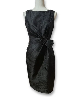 Anne Klein NY Black Floral Embossed Sleeveless Midi Sheath Dress Women’s Size 8 - Image 1 of 4