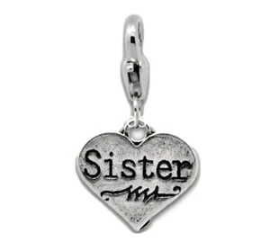 VINTAGE SILVER HEART BRACELET CHARM CLIP-ON - Bild 1 von 3