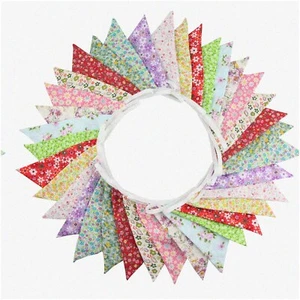 Colorful Cotton Triangle Bunting Banner - 36 Pcs Fabric Flags Pennant Garlands f - Picture 1 of 7