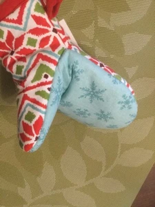 Mitón para horno caliente, Navidad flor de pascua, azul en el medio, 5 x 8, nuevo con etiqueta - Imagen 1 de 4