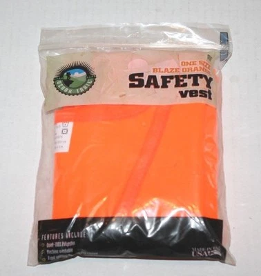 NEW in BAG Ozark Trail Blaze Orange Safety Vest One Size Made in the U.S.A. - Image 1 of 2