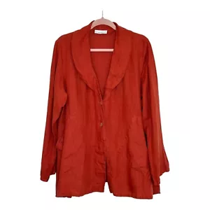 Bryn Walker Heavy Linen Barnaby Jacket Size M Rust Red Lagenlook - Picture 1 of 6
