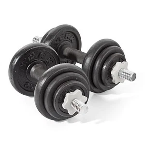 York Fitness 20 kg Hantel aus Gusseisen mit Spinlock-Funktion, 2er-Pack, Schwarz - Bild 1 von 4