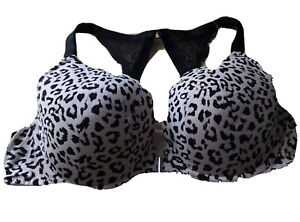 Cacique Bra Boost Plunge Animal Print triangle Back underwire front Close 44D
