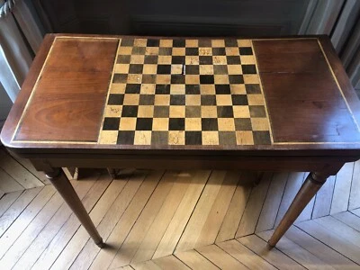 table à jeu en chêne claire epoque directoire à plateau portefeuille - Photo 1/3