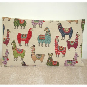 12x16 Bolster Cushion Cover Llama Llamas Alpaca Tapestry Fabric 16"x12" Oblong - Picture 1 of 1