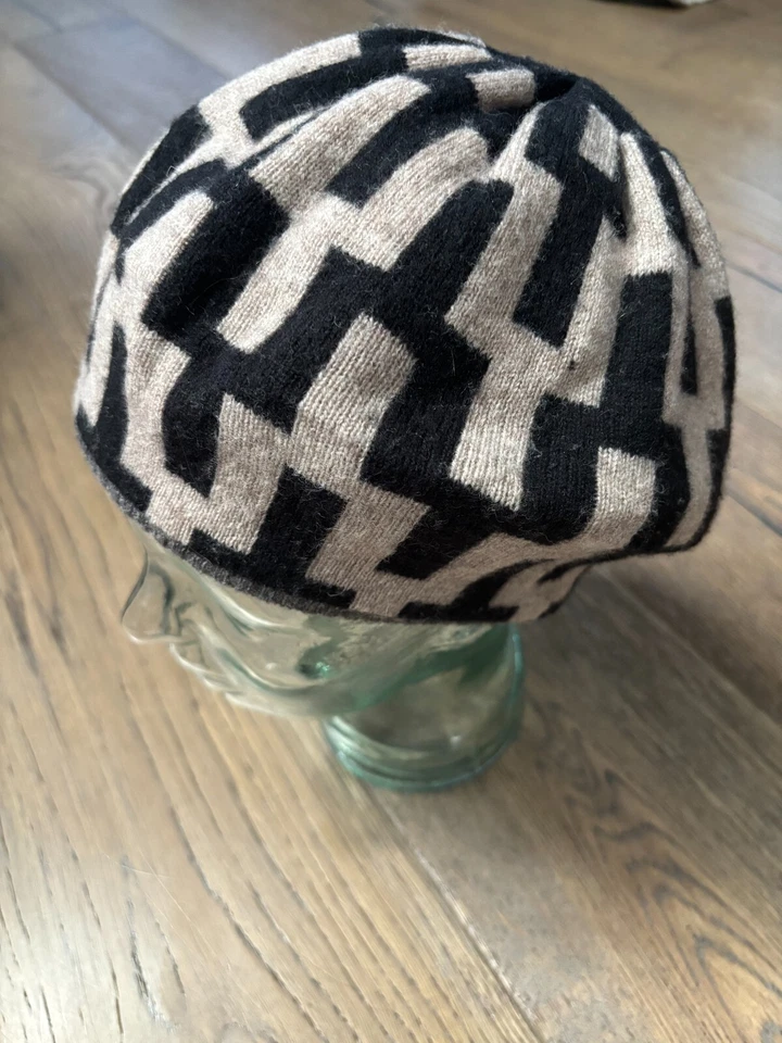Jonathan Adler Gris Invierno Lana/Cachemira Tejido Geométrico Gorro Talla Única Foto 1 de 4