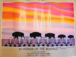 Impresión de póster de exposición de museo firmada por Mark Ortiz, en honor al búfalo, 1990 - Imagen 1 de 5