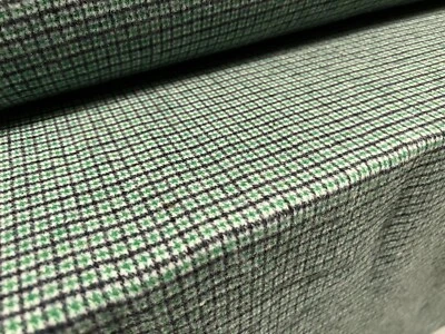Wool Mouflon Flannel Brushed Fabric, Per Metre - Country Check Plaid - Green - Image 1 of 3