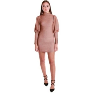 QUEGUAPA Dress Sheath Dress Lurex Bronze Woman Girl Sexy Strech Aisha 7346 - Picture 1 of 7