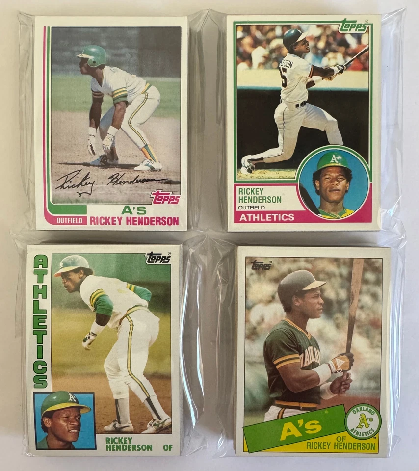 Oakland Atléticos 1982-85 Topps Juegos Equipo Base (Lote de 4 juegos con HOFers Henderson, Morgan) Foto 1 de 1