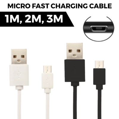 Extra Long Micro USB Data Charger Cable for Samsung Galaxy A10 J3 J5 J7 2017 1M - Image 1 of 4
