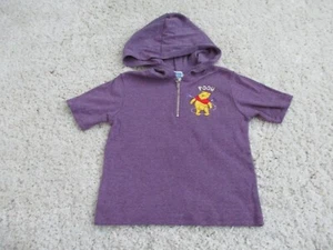 Vintage Pooh Hoodie Girls 7/8 Purple Applique Bear Winnie 25x15in Zipper 1980s - Picture 1 of 11