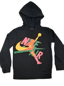 Jordan Retro Hoodie Sweatshirt Black & Neon Streetwear Size 4T Toddler Unisex - Picture 1 of 5