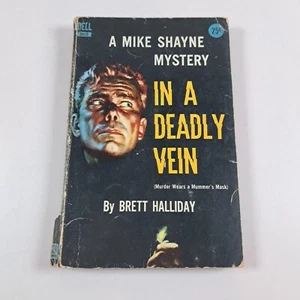 Vintage In a Deadly Vein by Brett Halliday Mike Shayne Dell Paperback c1943 - Picture 1 of 14