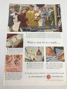 The Watchmakers Of Switzerland Vtg 1949 Print Ad Swiss Watches Couple At Window - Picture 1 of 3