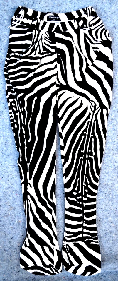 RARE $3000 TOM FORD Zebra Pants 100% Silk Women's Size 38(Measurements) - Image 1 of 4