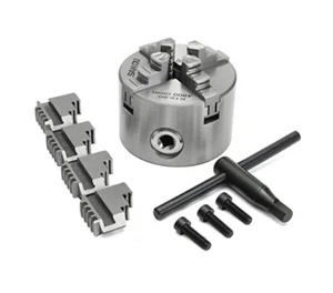 4 Jaw Self Centering Metal Lathe Chuck 80mm 3" + Reversable Jaw & Key, K12-80 - Picture 1 of 5