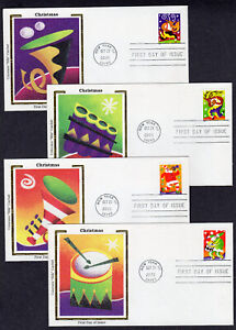 2003 Christmas Santa & Reindeer (3821-3824) FOUR Different Colorano FDCs MS383