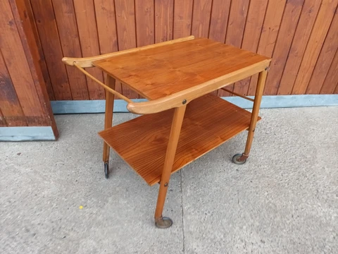 Serving Trolley Tea Trolley 60er Table Side Table Walnut Danish BAR 60s Cover