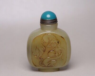 Collection Chinese Natural Hetian Jade Carved Monkey Statue Snuff Bottle Art • 149.99£