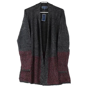 Karen Scott Women's Turbo Pattern Duster Cardigan Sweater, X-Large, Merlot Combo - Picture 1 of 3