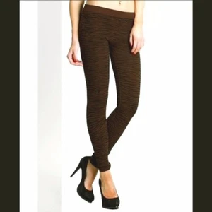 NEW Animal Print Zebra Dark Brown Leggings by Nikibiki One Size - Picture 1 of 1